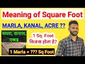 1 Marla kitna hota hai Meaning of Square foot Marla Kanal Acre Land