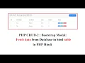 PHP CRUD-2 Bootstrap Modal POP UP Fetch data from Database in HTML table in PHP