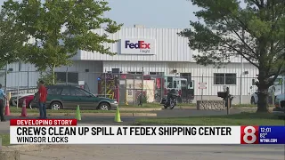 Crews respond to chemical fire at FedEx shipping center in Windsor Locks