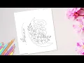 5 Magic Mushroom Coloring Pages with Moon Flowers Printable Product