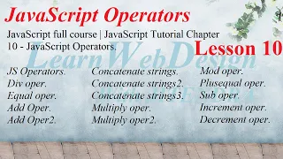JavaScript full course JavaScript Tutorial Chapter 10 - JavaScript Operators