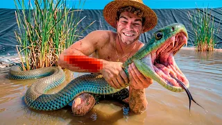 ¡Rescaté una CULEBRA BASTARDA GIGANTE de una BALSA! Pero me Mordió y no se Dejaba Ayudar…