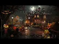 Monster Bash Halloween Party Ambience with Halloween Music, Spooky Sounds, Rain & Thunder | 4K 🎃👻💀
