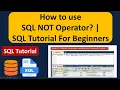 How to use SQL NOT Operator SQL Tutorial For Beginners Learn SQL