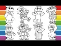 All Sesame Street Characters Coloring Pages Elmo Cookie Monster Ernie Bert Big Bird Zoe