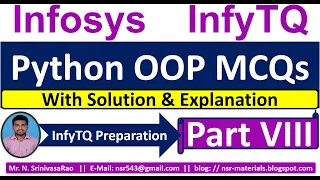 Python OOP MCQs InfyTQ 2023 Python MCQs Preparation Python MCQs Solution Explanation Part-8