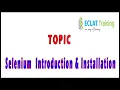 Selenium Introduction and Installation ECLAT Training