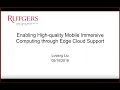 P Dissertation Defense - Luyang Liu Enabling High-quality Mobile Immersive Computing through