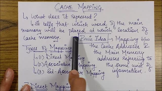 CACHE MEMORY BASICS DIRECT MAPPING
