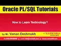 Oracle Tutorials How to Learn Technology Mr Vaman Deshmukh