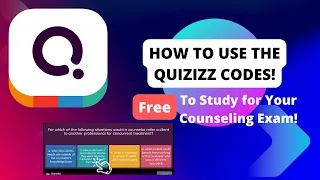 Step by Step Visual of How to The Enter the Quizizz Codes to Study for your NCE CPCE and NCMHCE