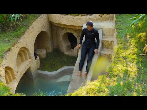 Download MP3 Girl Builds an Underground Hut with Grass Roof and Swimming Pool