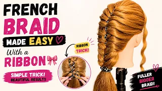 French Braid Made Easy With a Ribbon 🎀 | Simple Hair Hack
