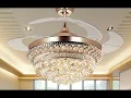 Indoor chandelier Bluetooth crystal ceiling fan light Retractable fan blade Installation tutorial