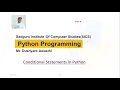 Conditional Statements in Python Part II