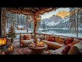 Lagu Christmas Balcony on a Snowy Day 🎄 Relaxing Winter Jazz Music, Crackling Fire for Holiday Retreat