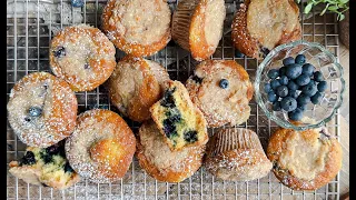 Bakery Style Blueberry Muffins -  The BEST ever!!