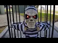 Halloween Animated Skeleton Prisoner in Cage Experiment