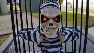 Halloween Animated Skeleton Prisoner in Cage Experiment