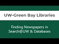 Finding Newspapers in Search UW Library Databases
