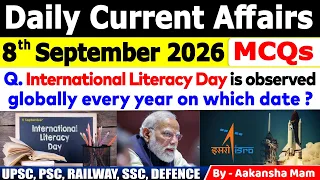 8th September 2026 Current Affairs🔥 | Daily MCQs | Today’s Most Important MCQs #currentaffairs2026