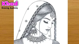 Draw A Indian Bridle Woman Pencil Sketch Girl Drawing Drawing Tutorial 