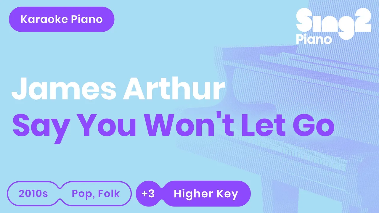 James Arthur - Say You Won't Let Go (Higher Key) Karaoke Piano