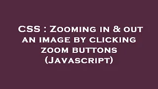 CSS Zooming in out an image by clicking zoom buttons Javascript