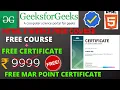 GeeksforGeeks FREE Course with FREE Certificate HTML free course free certificate Free MAR