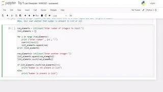 Python Code for checking if element exists in the given list or not