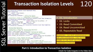 Transaction Isolation Levels Part 1 - Introduction SSMS TSQL Tutorial