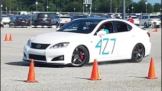 Lexus ISF at a Corvette Club Autocross Exterior and interior cam 3rd best run all day
