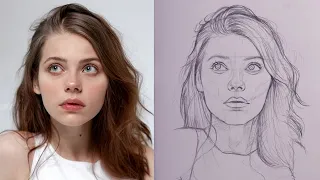 تعلم رسم الوجه بطريقة لوميس رسم وجه فتاة من الأمام 