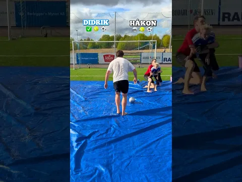 1v1 Slip and Slide Football Challenge ⚽️💦 #shorts