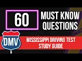 60 Mississippi Permit Test Questions 2026 DMV Written Practice Study Guide