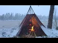 WINTER CAMPING ALONE FOR 4 DAYS - LAVVU HOT TENT