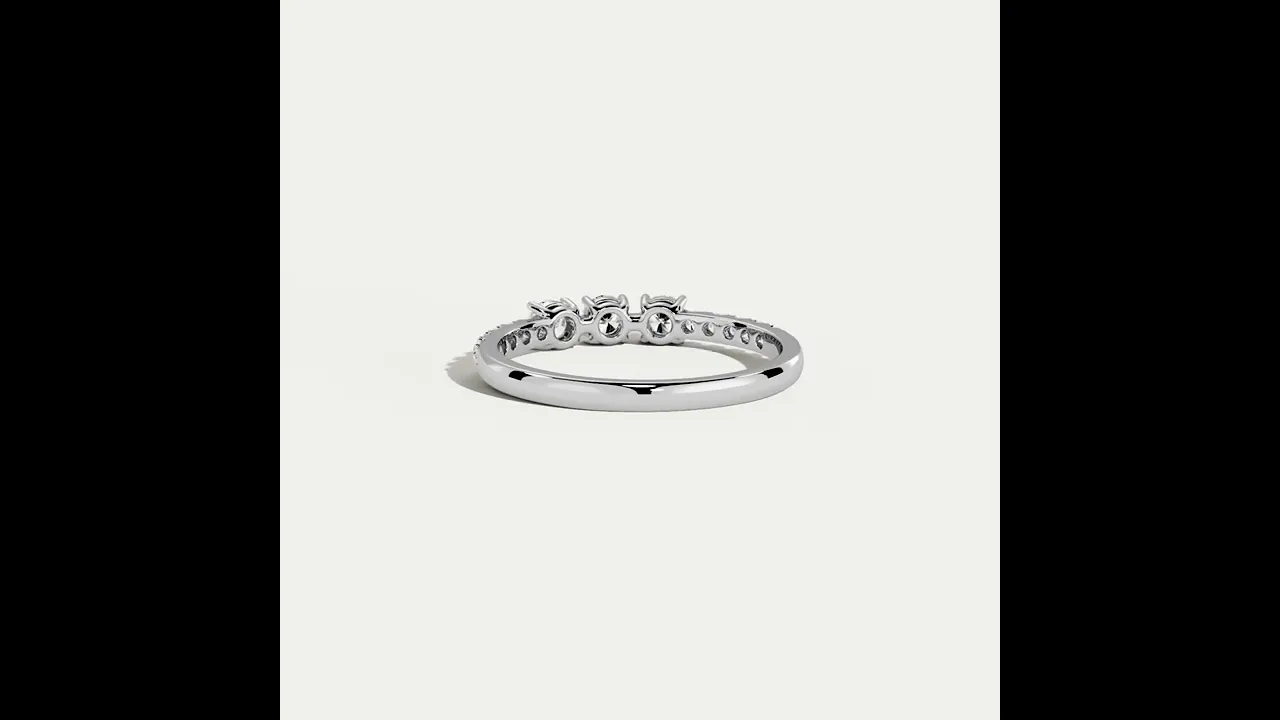 Floating Round  Lab-Grown Diamond Three-Stone Pavé Ring