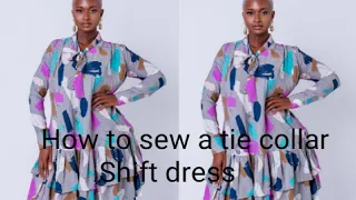 how to sew a shift dress with a tie collar detailed tutorial
