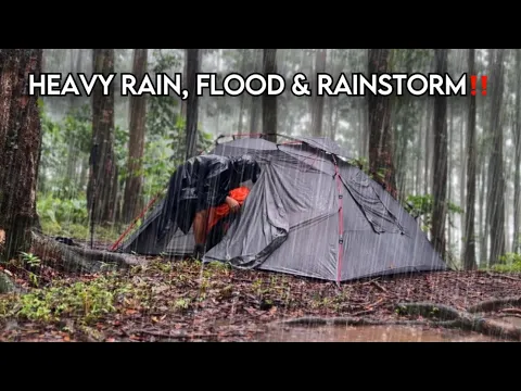 Download MP3 HEAVY RAIN, FLOOD AND RAINSTORM IN MY AUTOMATIC TENT‼️CAMPING IN HEAVY RAIN WITH AUTOMATIC TENT