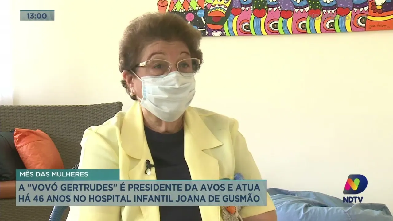 A "Vovó Gertrudes" é presidente da AVOS e atua há 46 anos no Hospital Infantil Joana de Gusmão