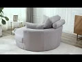7101 Swivel Accent Barrel Modern Grey Sofa Lounge Club Big Round Chair with Storage Ottoman