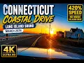 Driving Coast in March Long Island Sound 4K at 420 Speed No Music Relaxing Scenic Drive