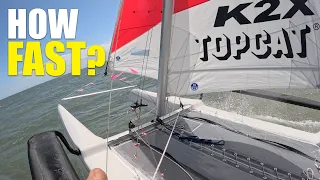 How Fast Is a Topcat K2X First Sail in Big Waves
