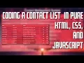 How To Code A Contact List In Pure JavaScript