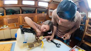 ⛵️Working hard to finally have water on board!!👩🏼‍🔧 #146