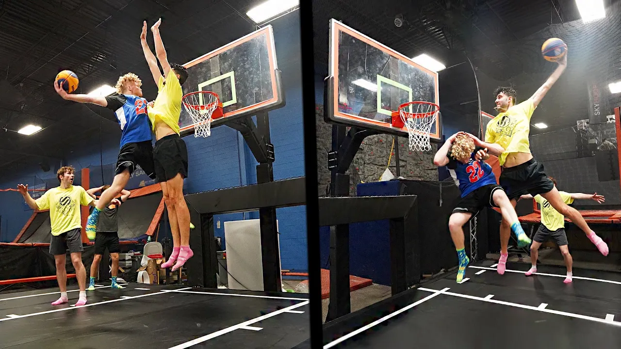 Sky Zone Made A Trampoline Basketball Court! 3v3 Basketball!