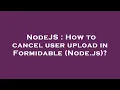 NodeJS How to cancel user upload in Formidable Node js
