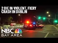Violent fiery crash in Dublin splits car in two leaves 2 dead