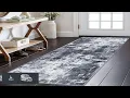 KOZYFLY Modern Abstract Runner Rug 2x6 Washable Grey Black Black Runners for Hallways