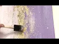 DIY Purple Silver White Gold Leaf Glitter Canvas Wall Art